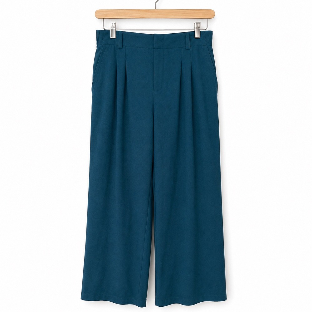 Halara Women Teal Green Wide Leg Pleated Trousers High Rise Pants Large